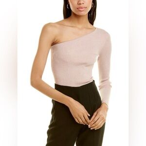 Bailey 44 Anaya Pink Metallic Sparkles One Shoulder Sweater Top Size S